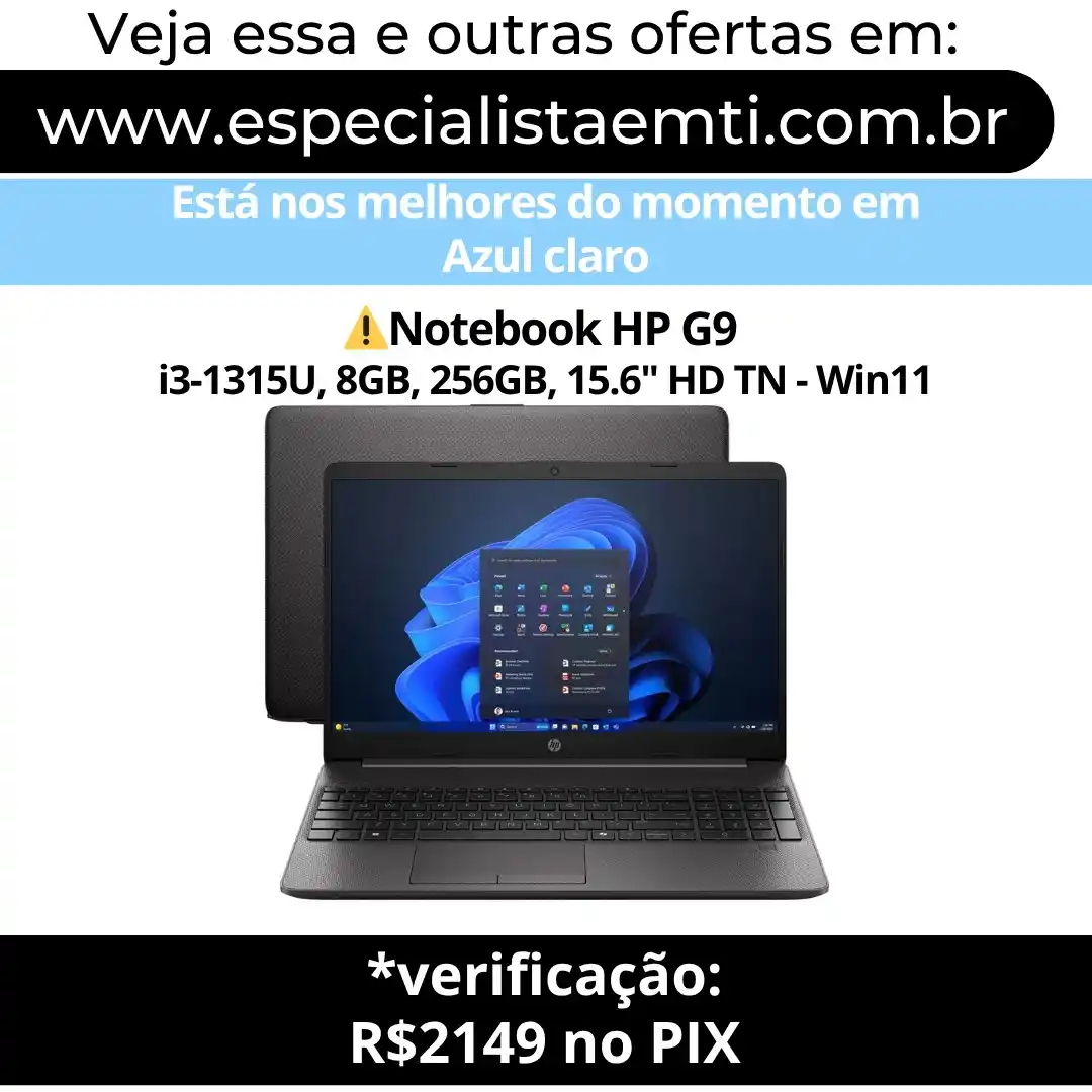 Image from Especialista em TI - Ofertas: ⚠️ *Notebook HP G9 BQ9K8AT<a class="text-blue-500 hover:underline curs...