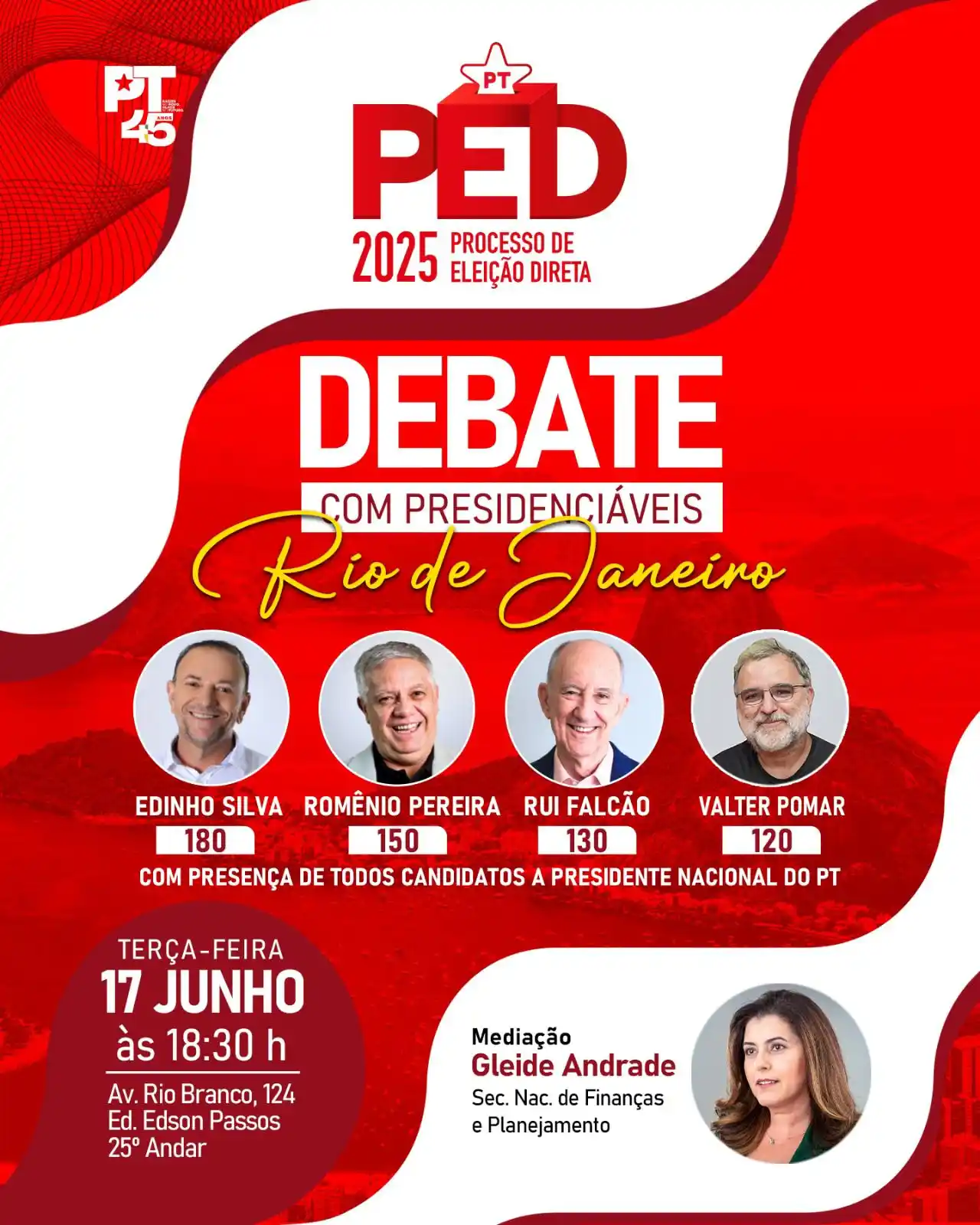 Image from PT - Partido dos Trabalhadores: O DEBATE AMANHÃ É NO RIO DE JANEIRO 🗣️  Os candidatos a presidente Na...