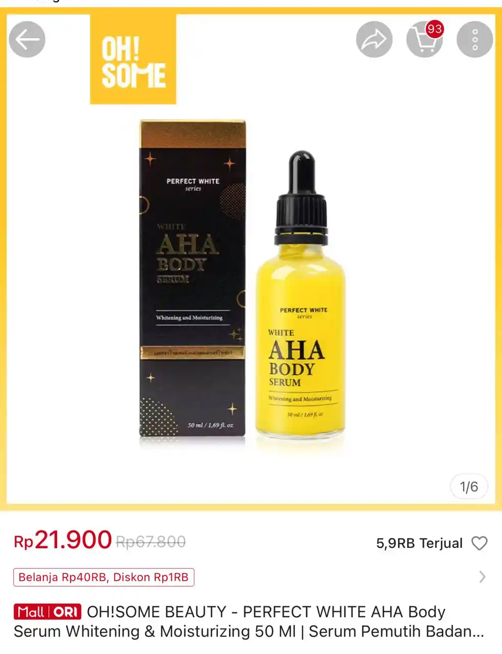 Image from Racun Shopee Receh: OH!SOME BEAUTY - PERFECT WHITE AHA Body Serum Whitening & Moisturizing...