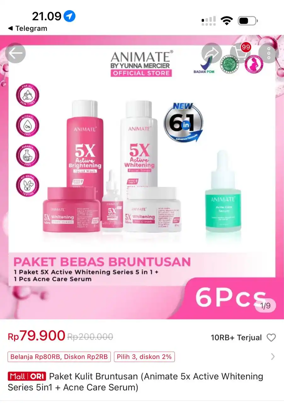 Image from Racun Shopee Receh: Paket Kulit Bruntusan (Animate 5x Active Whitening Series 5in1 + Acne ...