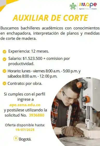 Image from Oportunidades Bogotá: Postúlate 👉🏻 https://agenciapublicadeempleo.sena.edu.co/spe-web/spe/...