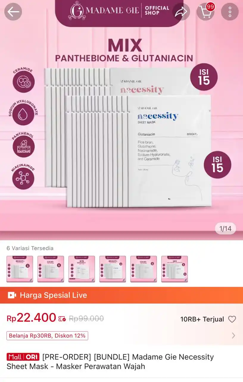 Image from Racun Shopee Receh: [PRE-ORDER] [BUNDLE] Madame Gie Necessity Sheet Mask - Masker Perawata...