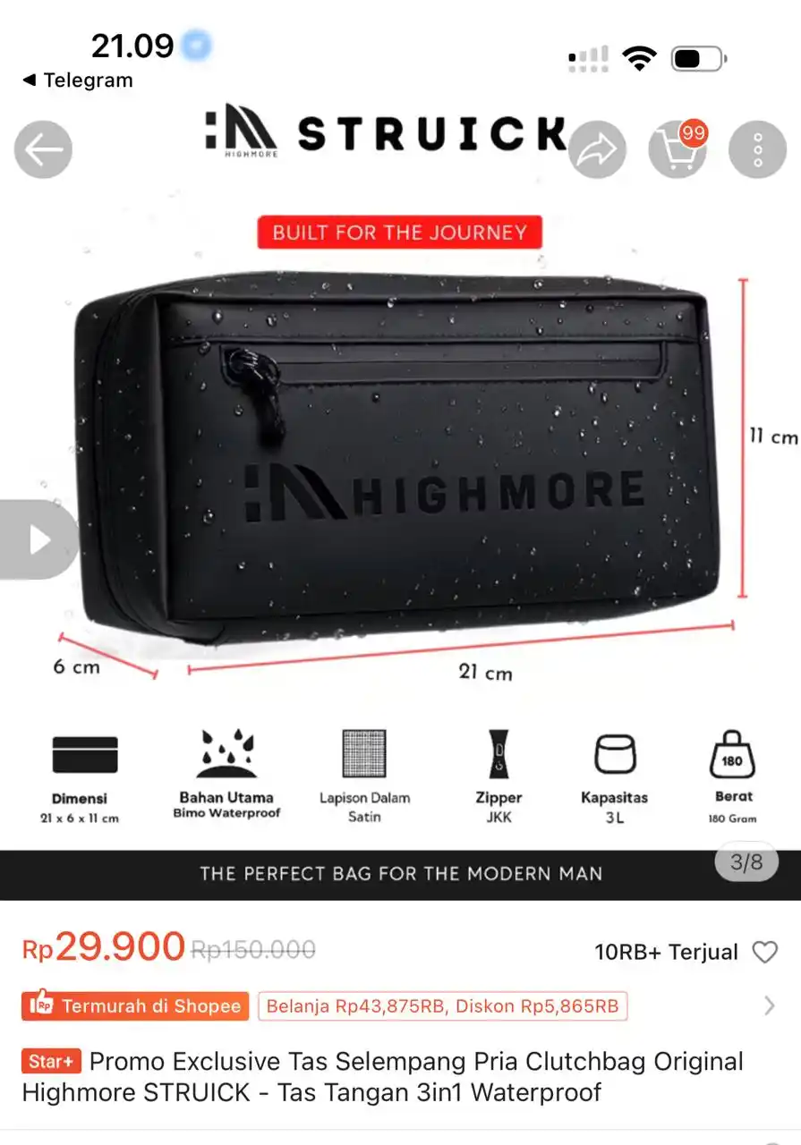 Image from Racun Shopee Receh: Promo Exclusive Tas Selempang Pria Clutchbag Original Highmore STRUICK...