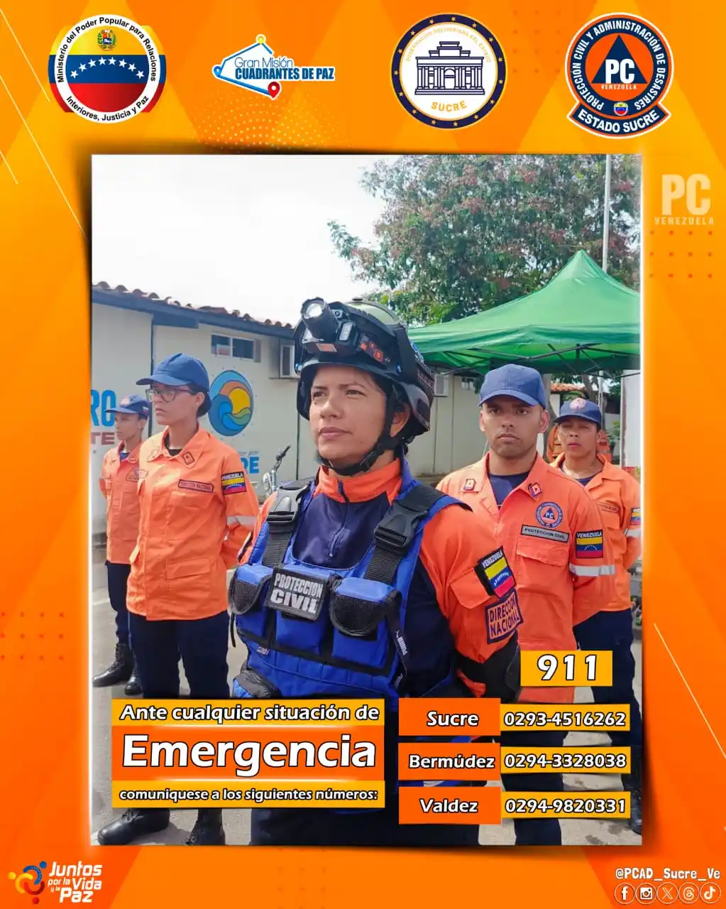 Image from @PCAD_Sucre_Ve: | 🗣️🚨📞 🔸 *Protección Civil del estado Sucre* pone a su disposició...
