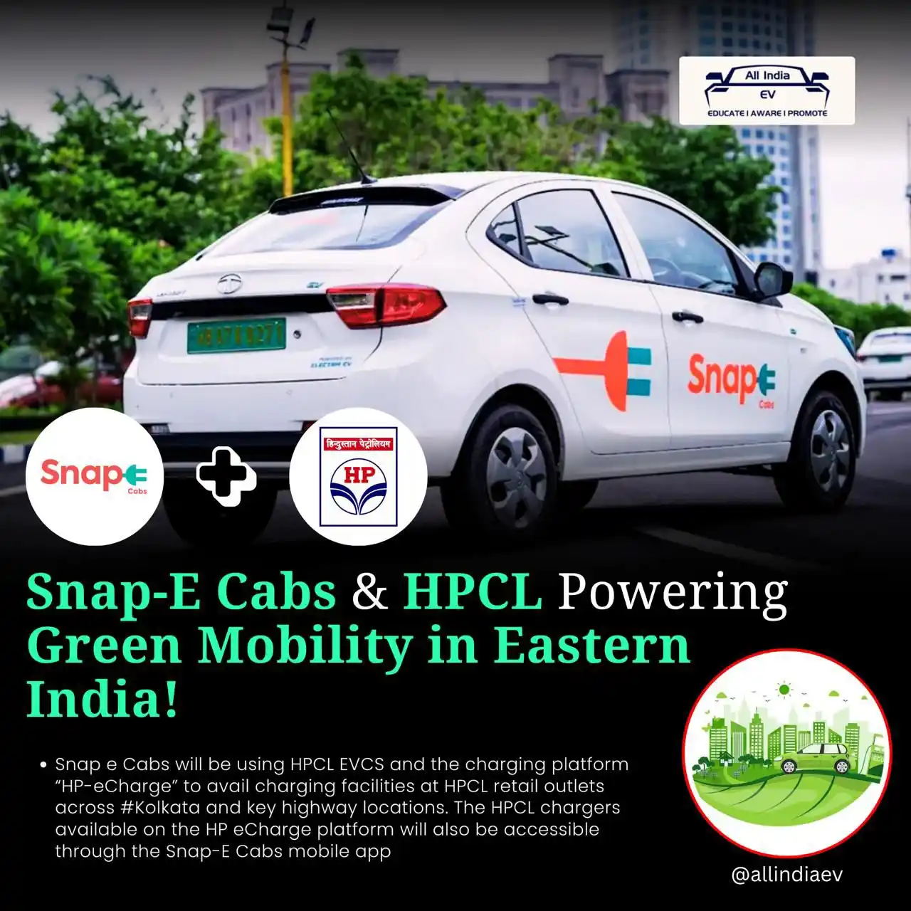 Image from All India EV: 🚖⚡ 𝐒𝐧𝐚𝐩-𝐄 𝐂𝐚𝐛𝐬 & 𝐇𝐏𝐂𝐋 𝐉𝐨𝐢𝐧 𝐅𝐨𝐫𝐜𝐞𝐬 𝐭𝐨 𝐃𝐫𝐢�...