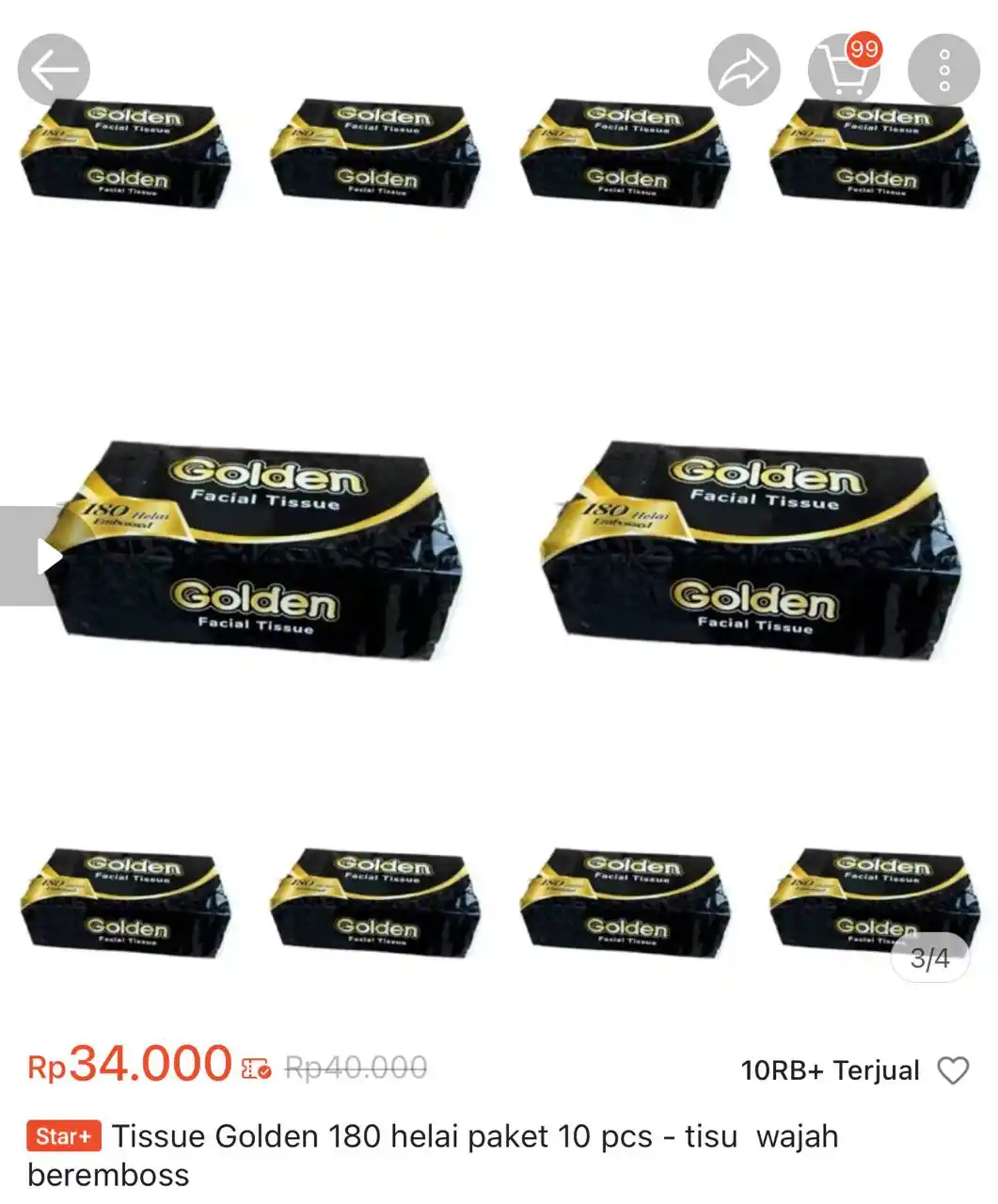 Image from Racun Shopee Receh: Tissue Golden 180 helai paket 10 pcs - tisu wajah beremboss https://s...