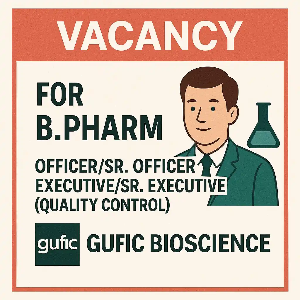 Image from GPATINDIA.COM: *Vacancy for BPharm as Officer/Sr. Officer/Executive/Sr. Executive(Qua...