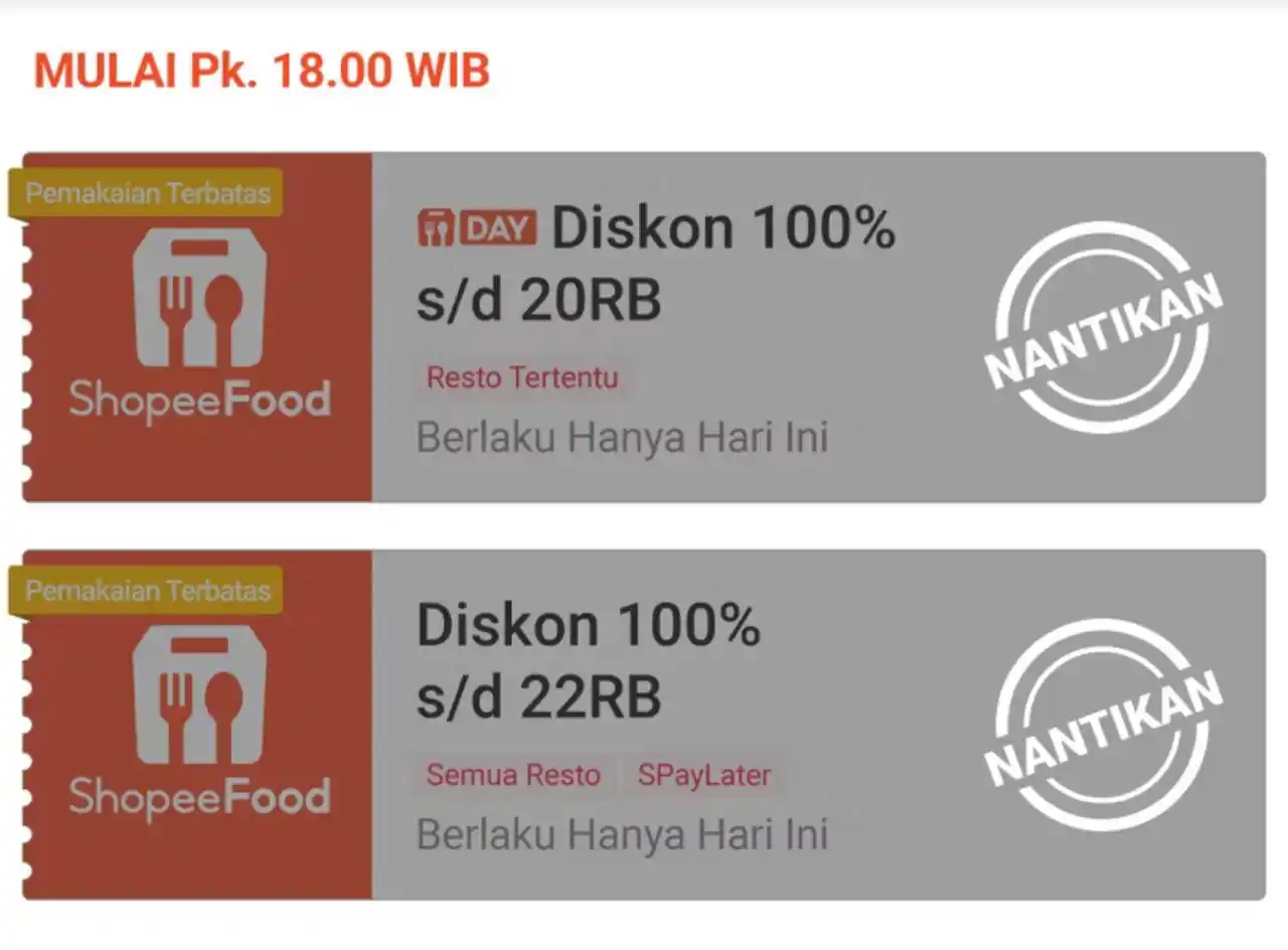 Image from Racun Shopee Receh: Voucher Shopeefood 🍕 ⏰ 18:00 WIB   Refresh Tab Voucher https://s.shop...