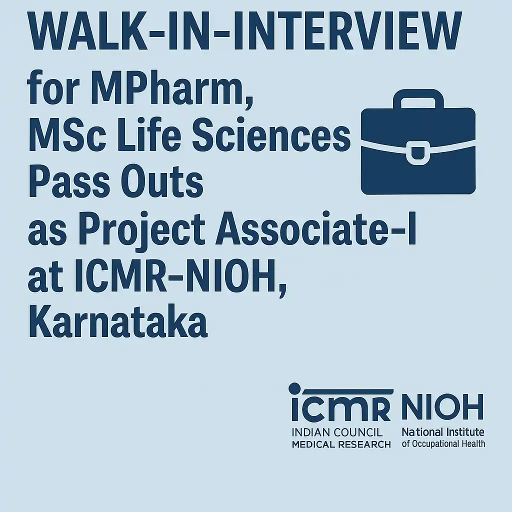 Image from GPATINDIA.COM: *Walk-in-Interview for MPharm, MSc Life Sciences Pass outs  as Project...