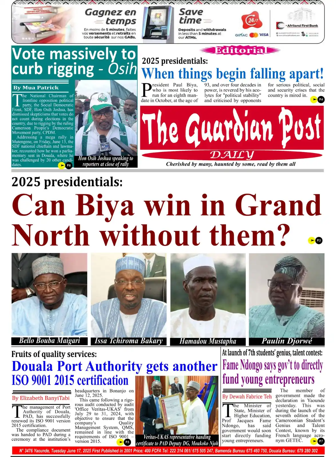 Image from The Guardian Post Daily: 2025 presidentials: Can Biya win in Grand North without them?   Vote m...