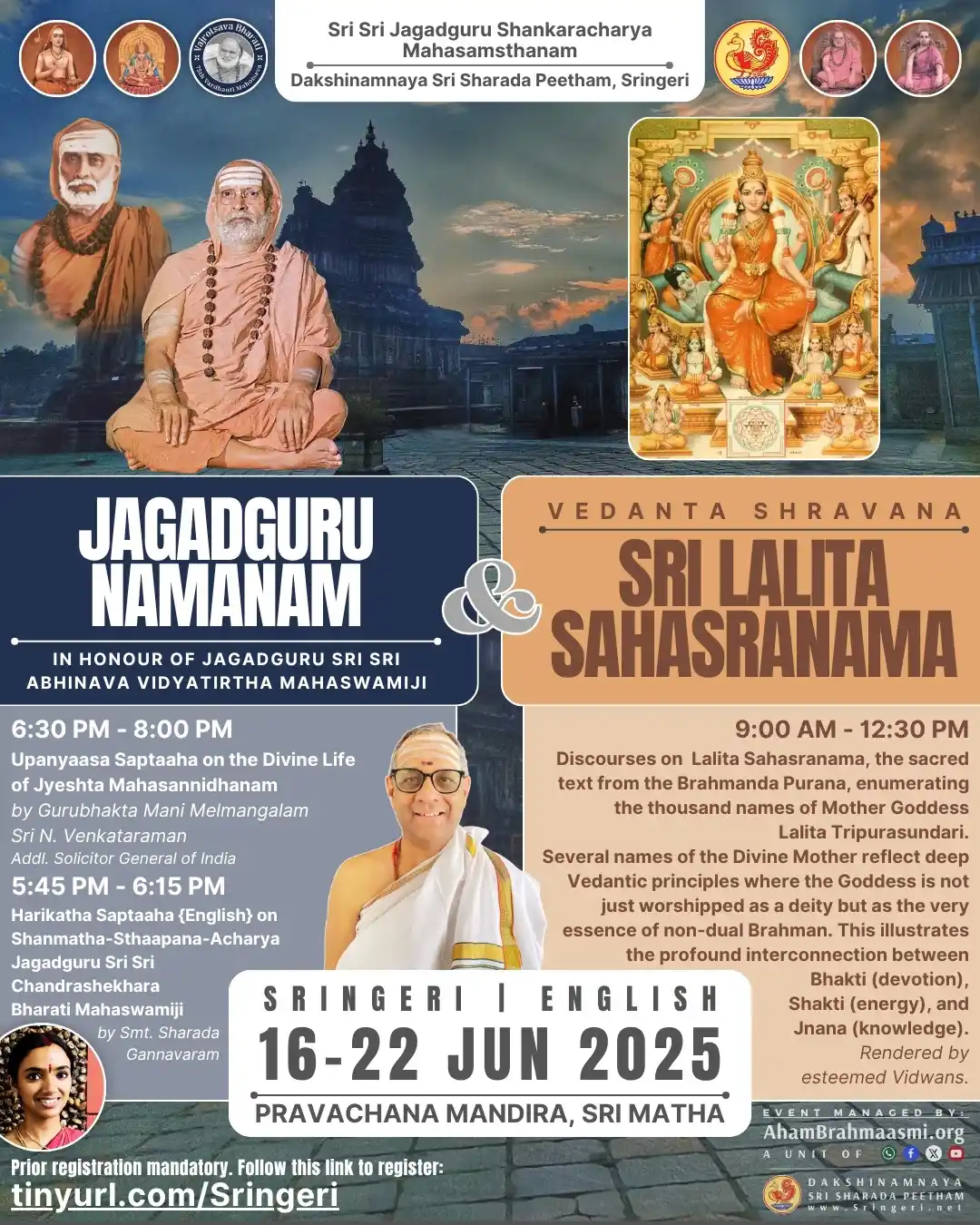 Image from Aham Brahmasmi - Vedanta | Spirituality | Sanatana Dharma| Sringeri Guru Parampara | Adi Shankara: A Week of Wisdom and Devotion at Sringeri. Esteemed Vidwans, including...