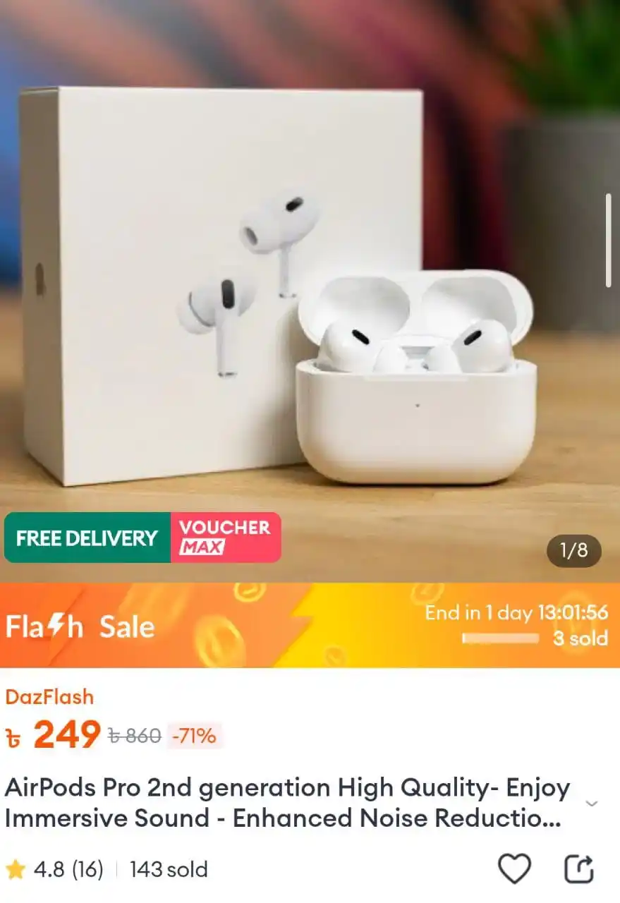 Image from Daraz Offer & Help: airpods pro 2nd gen মাত্র ২৪৯ টাকায় 😱 🛒কেনার লিংক: https://s.daraz...