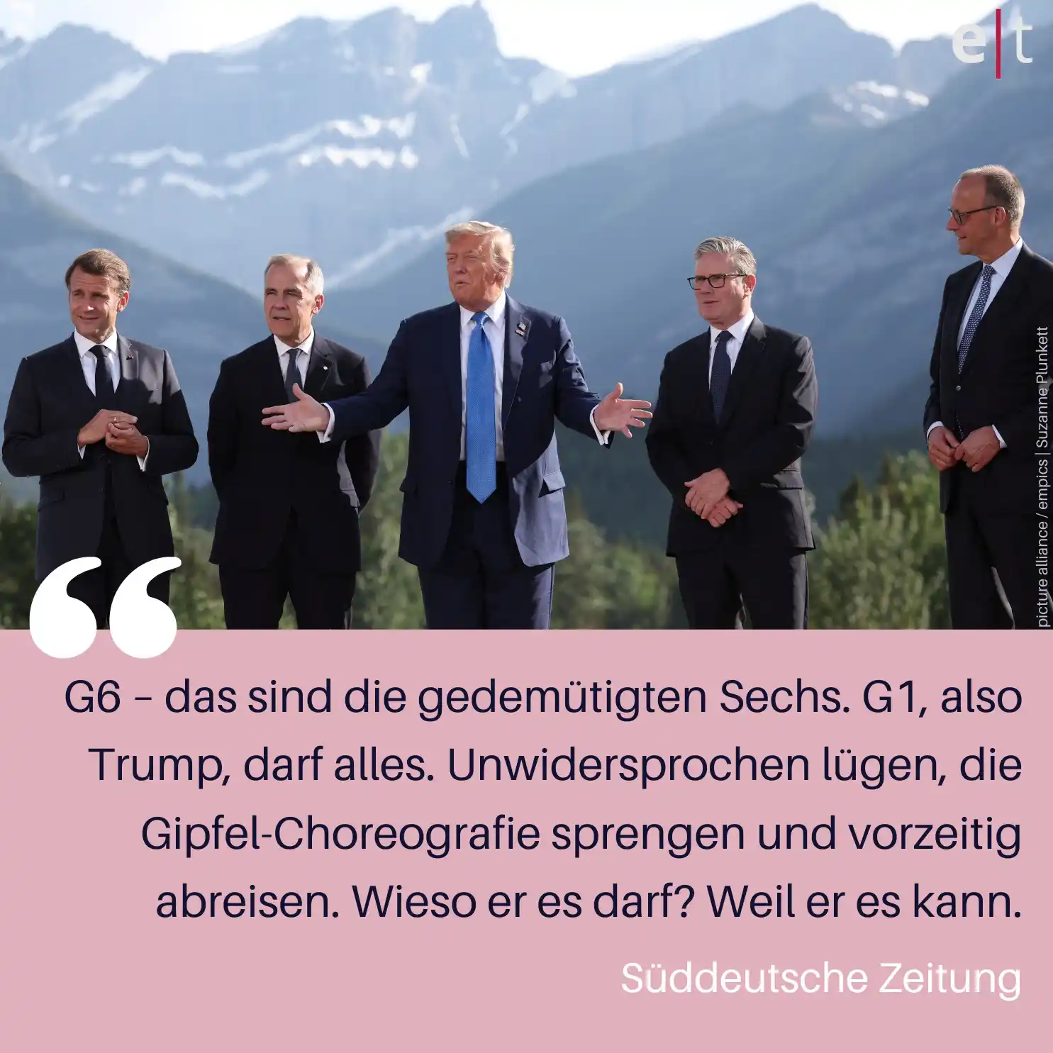 Image from eurotopics Presseschau: Aus 7 mach 6: Nach der vorzeitigen Abreise Trumps gab es auf dem *G7-G...
