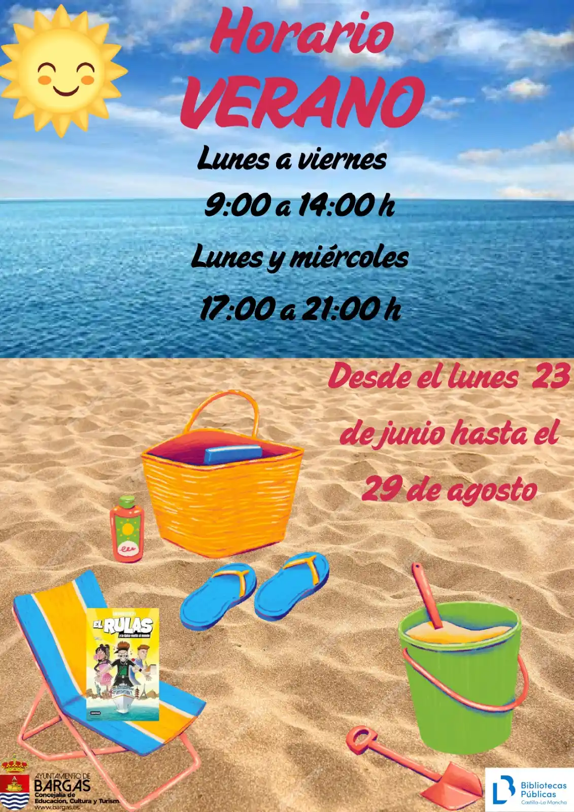 Image from Ayuntamiento de Bargas: *☀️ Biblioteca Pública Municipal – Horario de Verano 2025*  🔗 https:/...