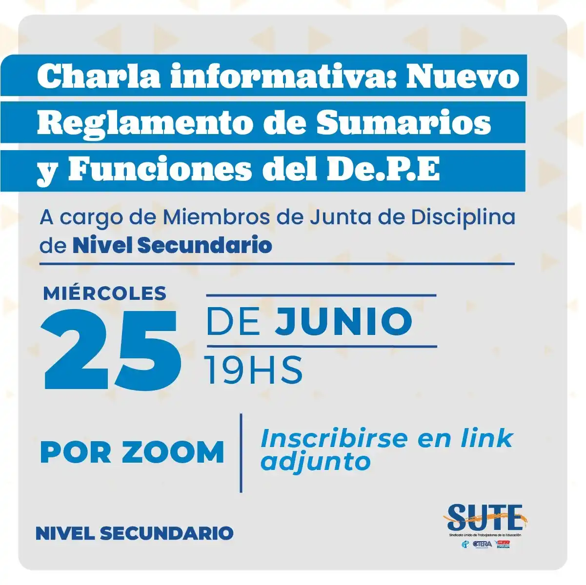 Image from SUTE: *CHARLA INFORMATIVA Nuevo Reglamento de Sumarios y Funciones del De.P....