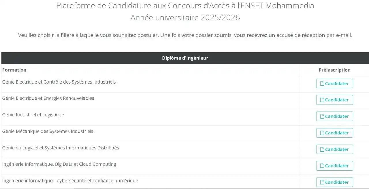 Image from FST-ERRACHIDIA: 🔰 *Concours d'accès au cycle d'ingénieurs de l'ENSET Mohammedia 2025/...