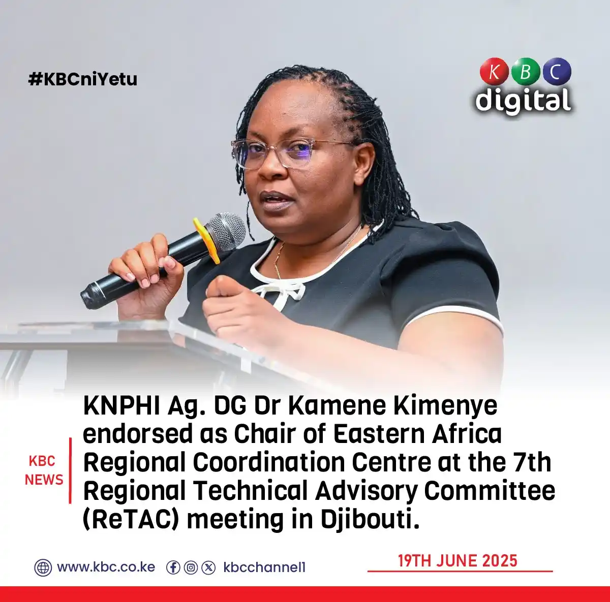 Image from KBC Digital: KNPHI Ag. DG Dr Kamene Kimenye endorsed as Chair of Eastern Africa Reg...