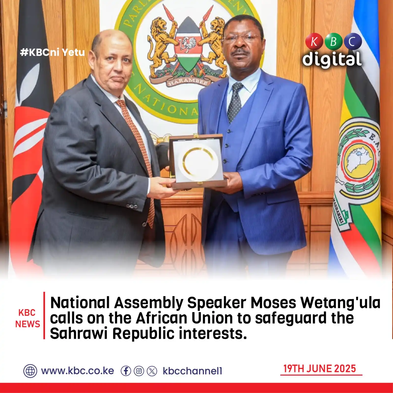Image from KBC Digital: National Assembly Speaker Moses Wetang'ula calls on the African Union ...