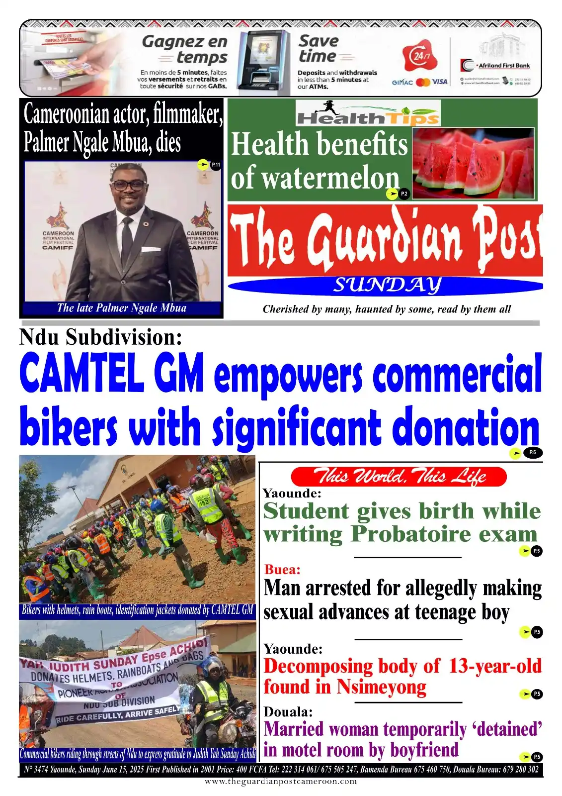 Image from The Guardian Post Daily: Ndu subdivision: CAMTEL GM empowers commercial bikers with significant...