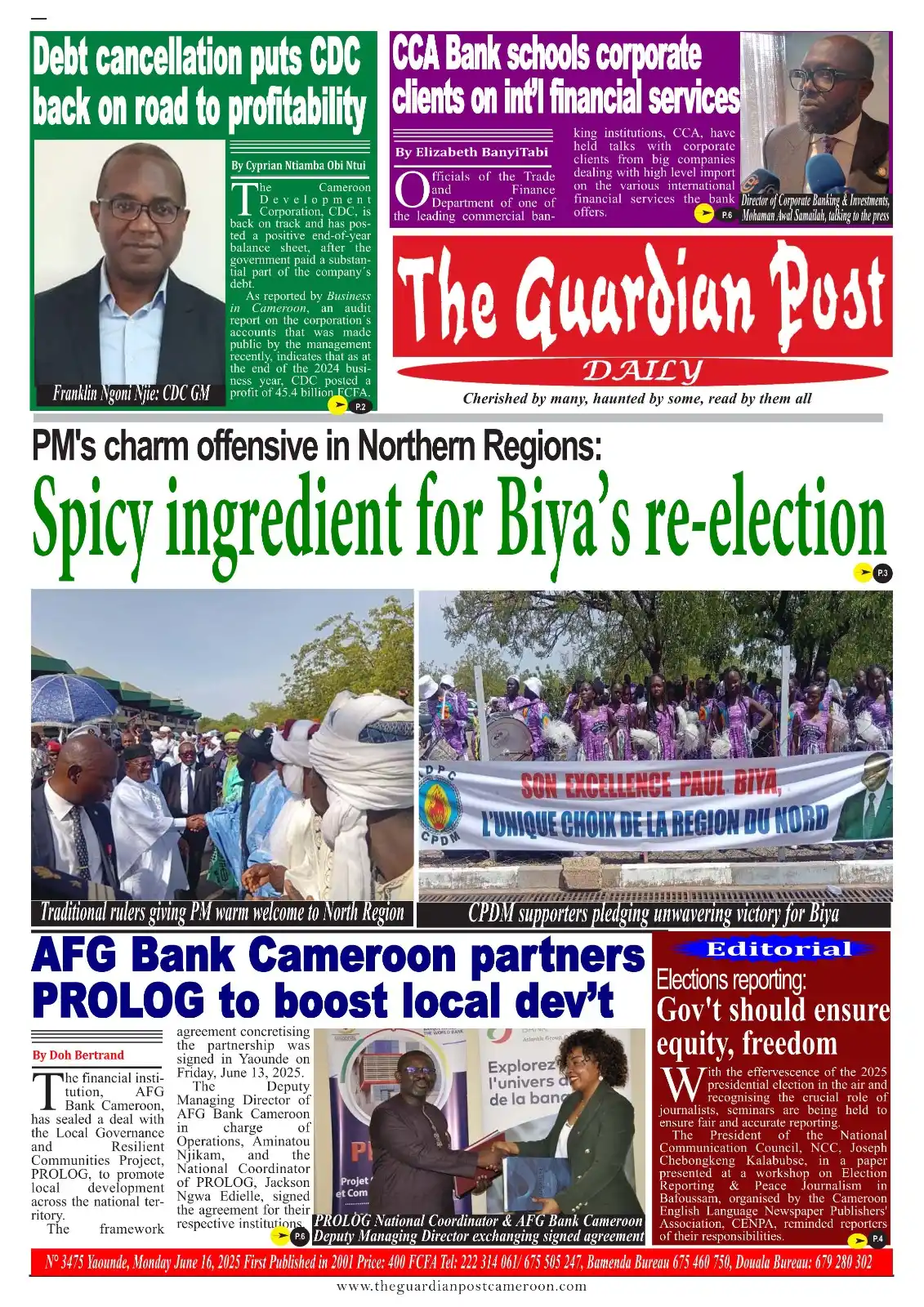 Image from The Guardian Post Daily: PM's charm offensive in North regions: Spicy ingredient for Biya's re-...