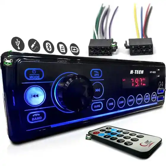 Image from Pechincha Brasil: 🛒 Rádio Som Automotivo Mp3 C/ Bluetooth 2 Usb's Aux Pen Drive - H-tec...