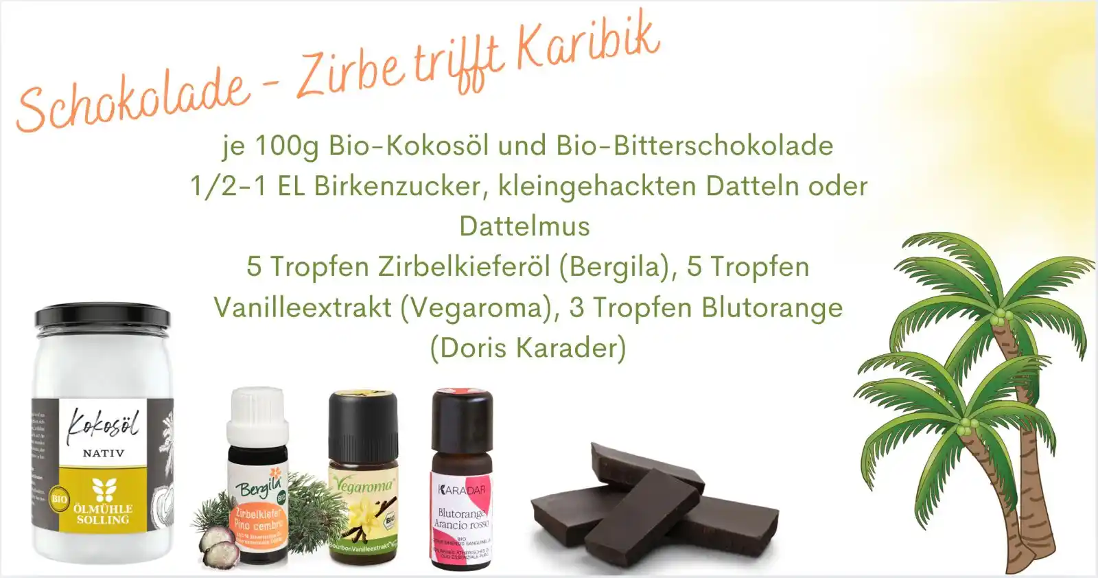 Image from Sabrina Herber_ViVere-Aromatherapie: 🍫🌴 *Schokolade – Zirbe trifft Karibik* 🌴🍫 Diese besondere Kreation...