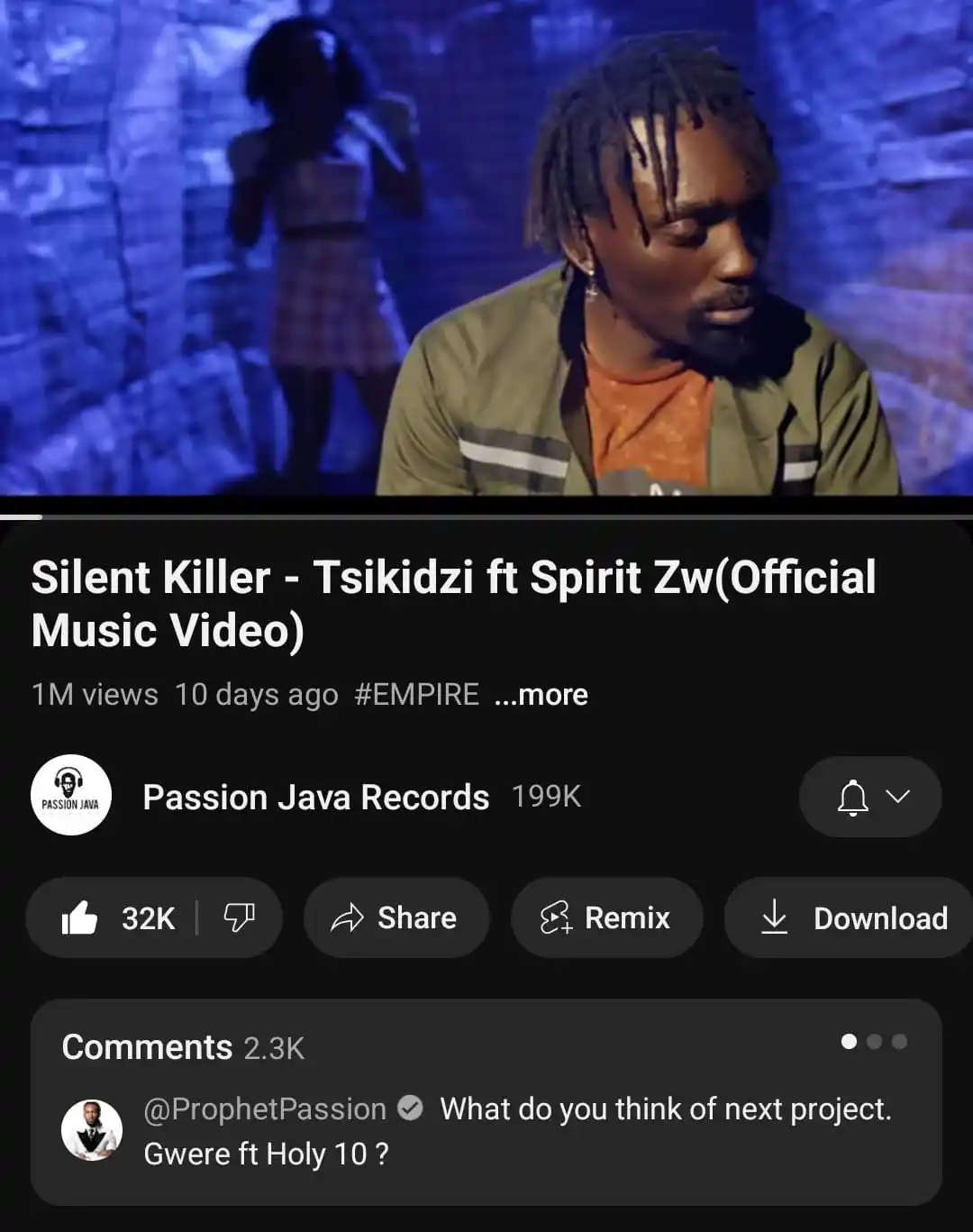 Image from +263 News Hub🇿🇼: Silent Killer’s Tsikidzi video reaches one million views...