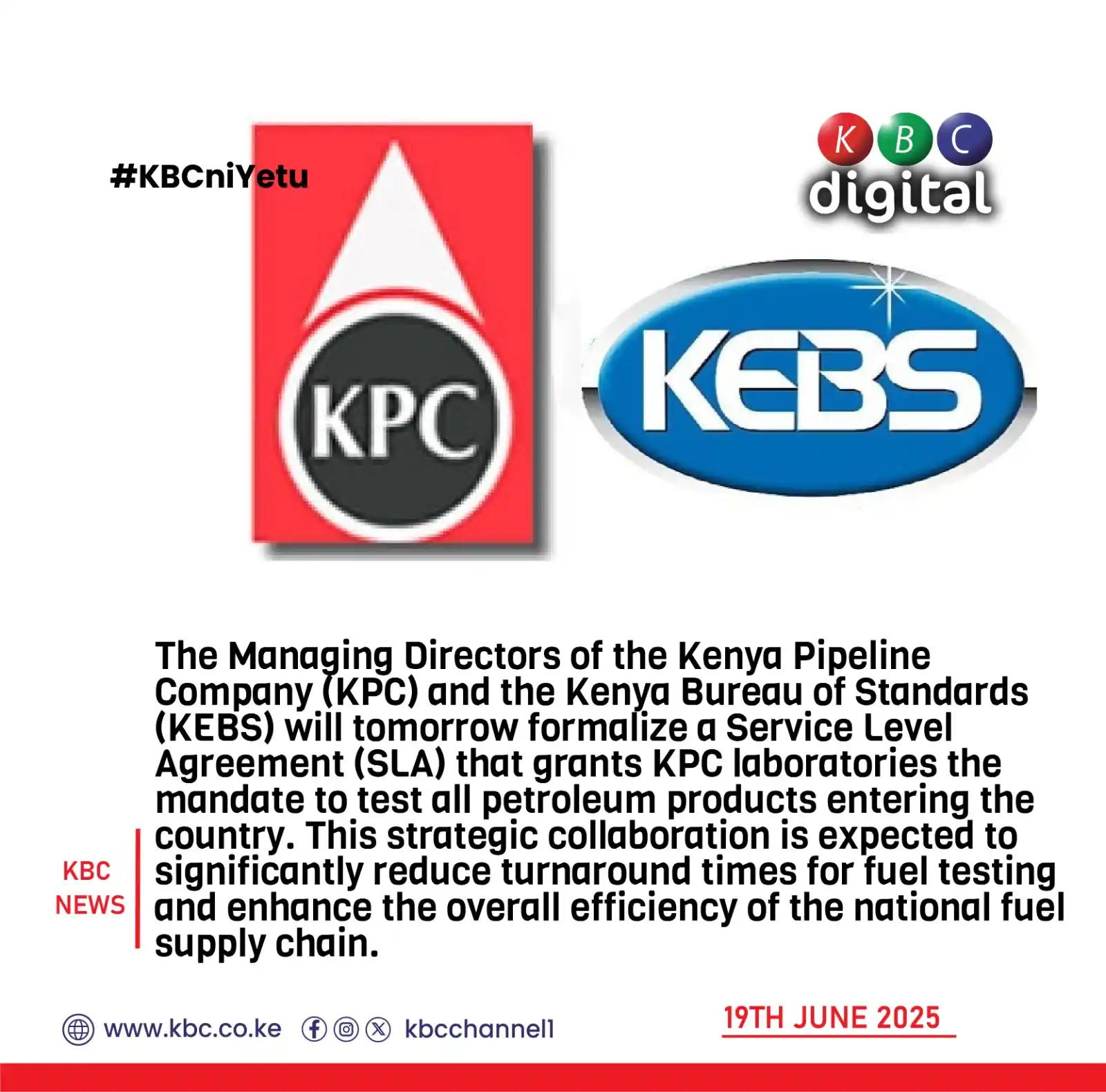 Image from KBC Digital: The Managing Directors of the Kenya Pipeline Company (KPC) and the Ken...