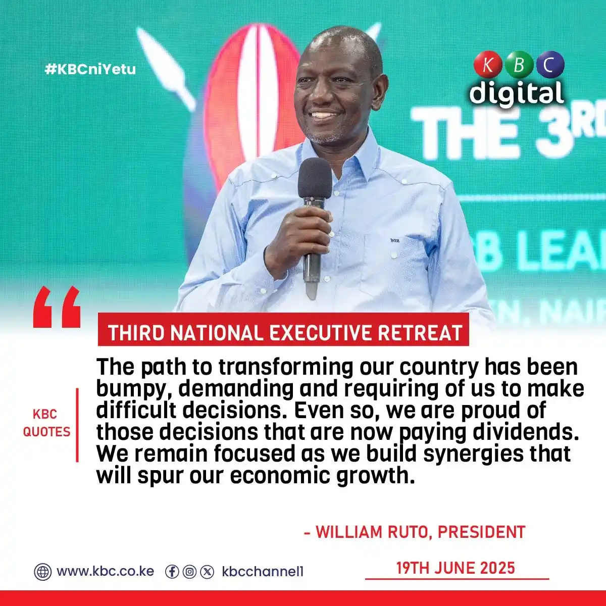 Image from KBC Digital: “The path to transforming our country has been bumpy, demanding and re...