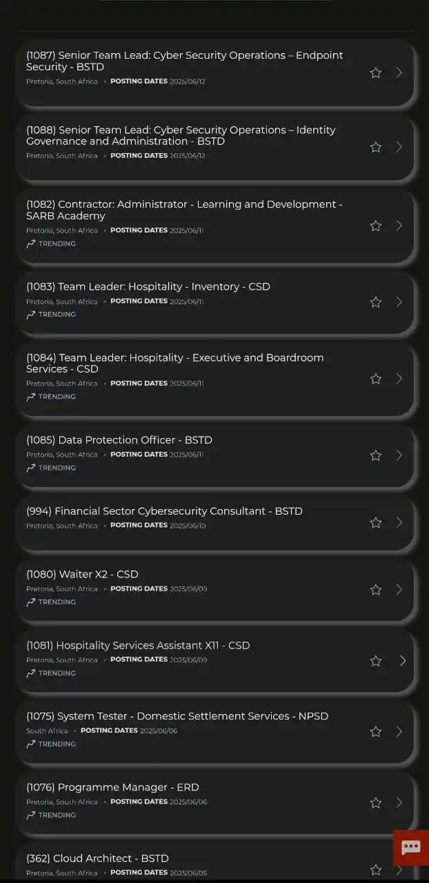 Image from Job Opportunities est.24: Trending +all active SA Reserve Bank vacancies: https://fa-evra-saasf...