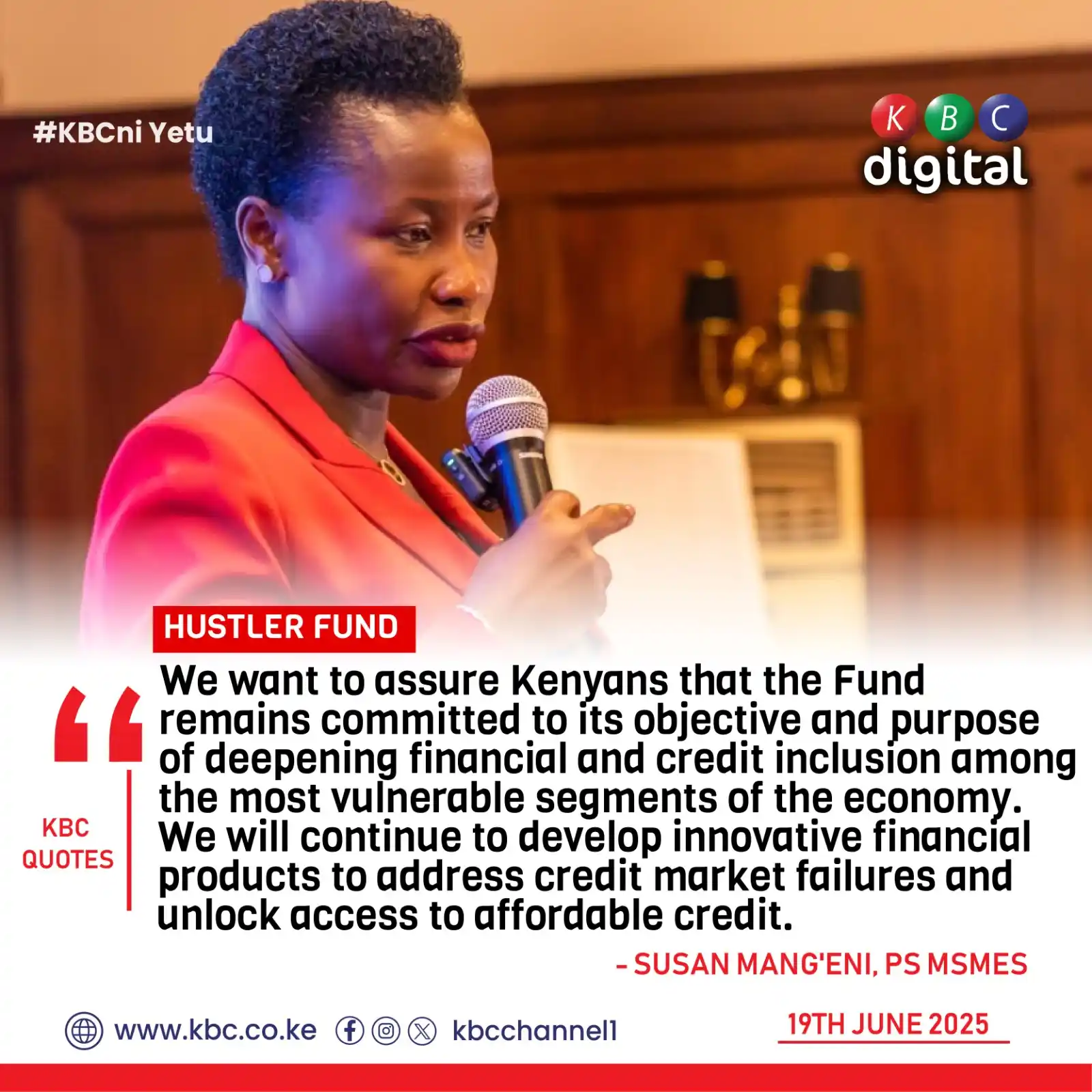 Image from KBC Digital: We want to assure Kenyans that the Fund remains committed to its objec...