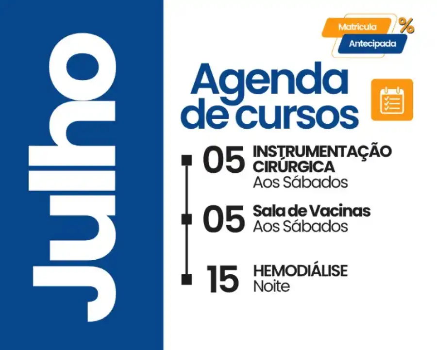 Image from Enfermagem RS: *Agenda de Cursos - JULHO* - Instrumentação Cirúrgica - Sala de Vacina...