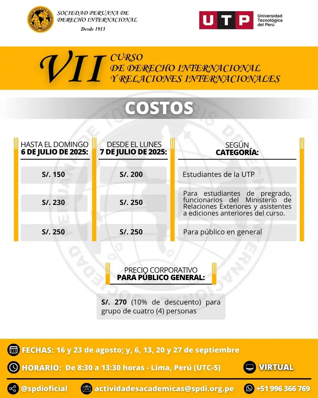 Image from Sociedad Peruana de Derecho Internacional: ‼️ *Aprovecha los descuentos*‼️ Ya están disponibles los precios espe...