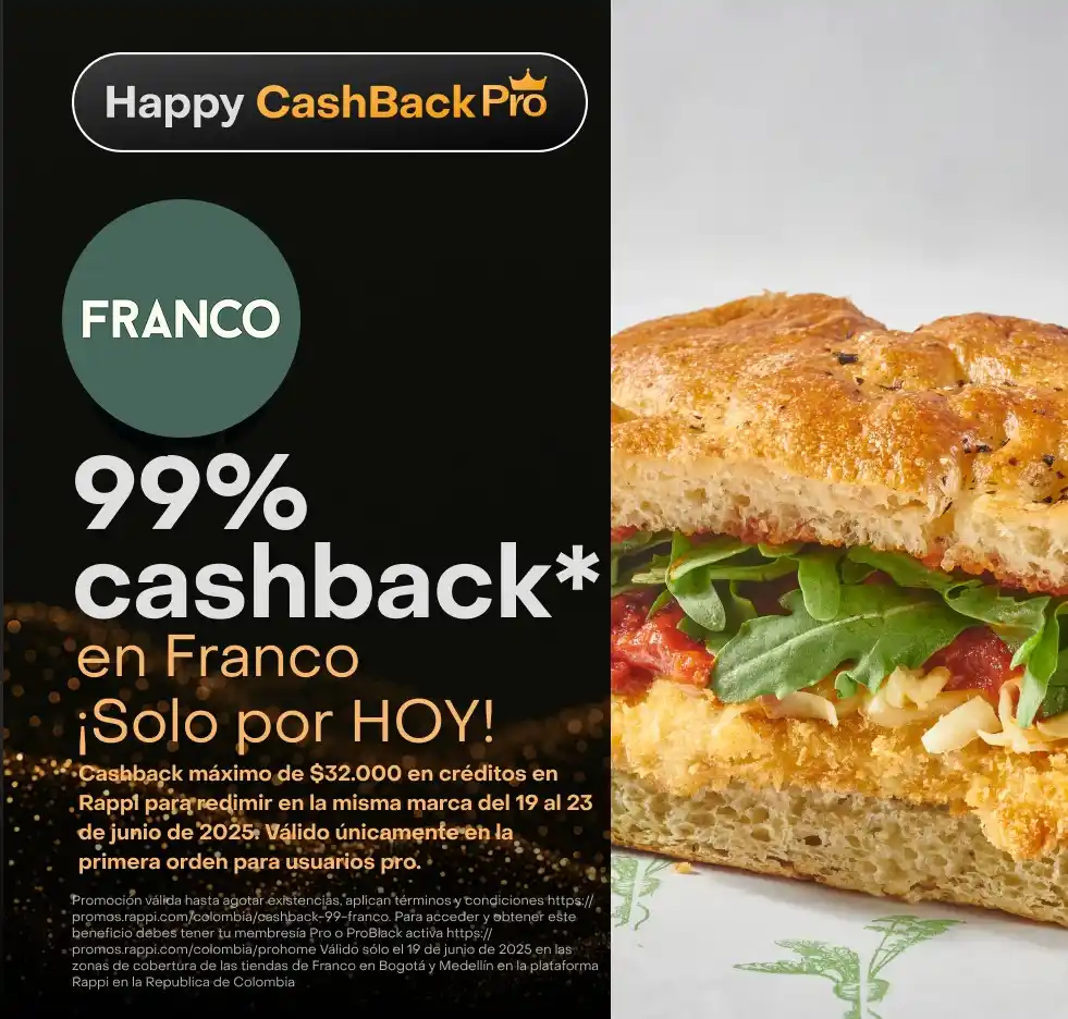 Image from Rappi Colombia: Atención Bogotá y Medellín🚨🚨 🔥¡Franco con 99% de cashback!🔥 👀Solo...