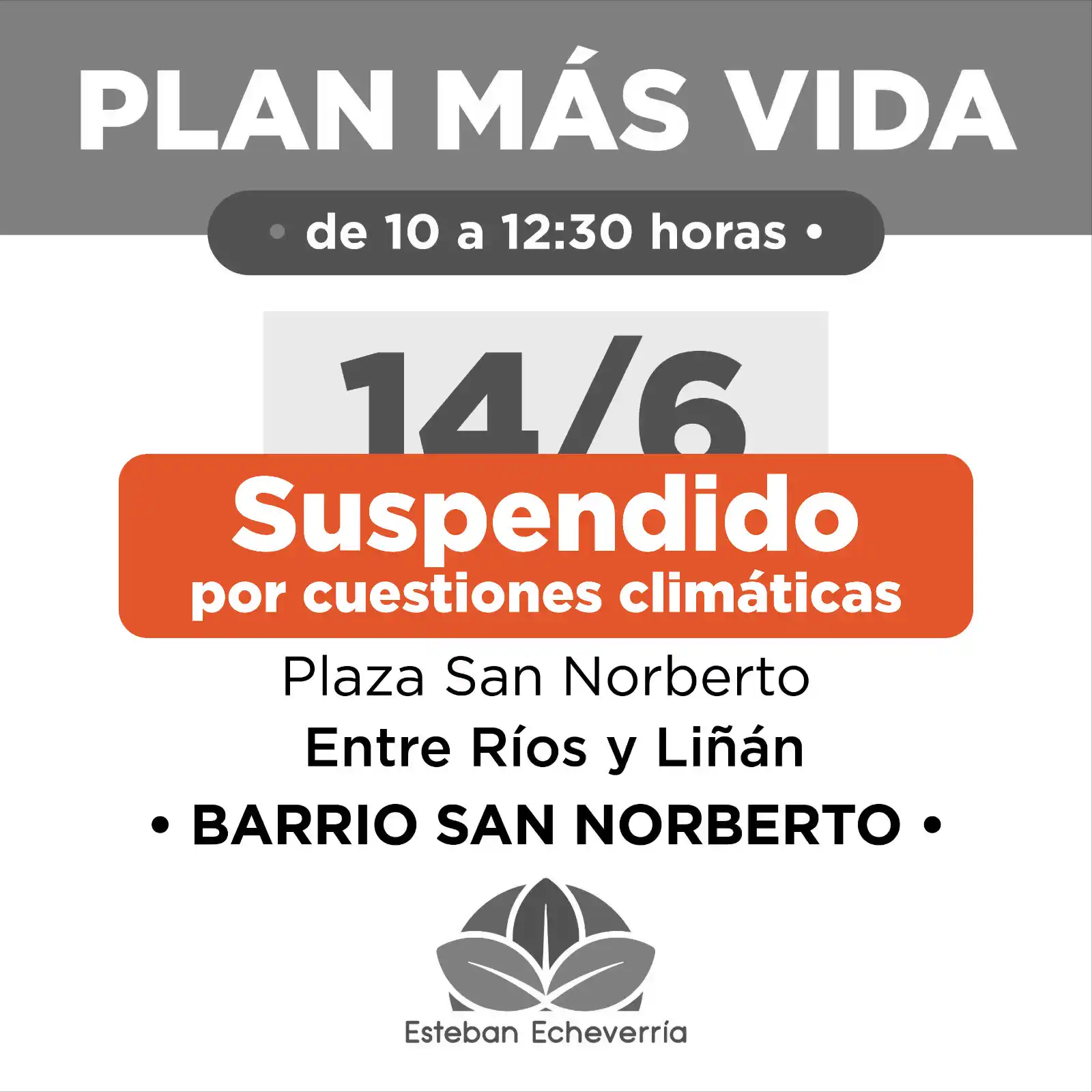 Image from Municipio Esteban Echeverría: ‼️ATENCIÓN‼️ Informamos que, debido a las condiciones climáticas, que...