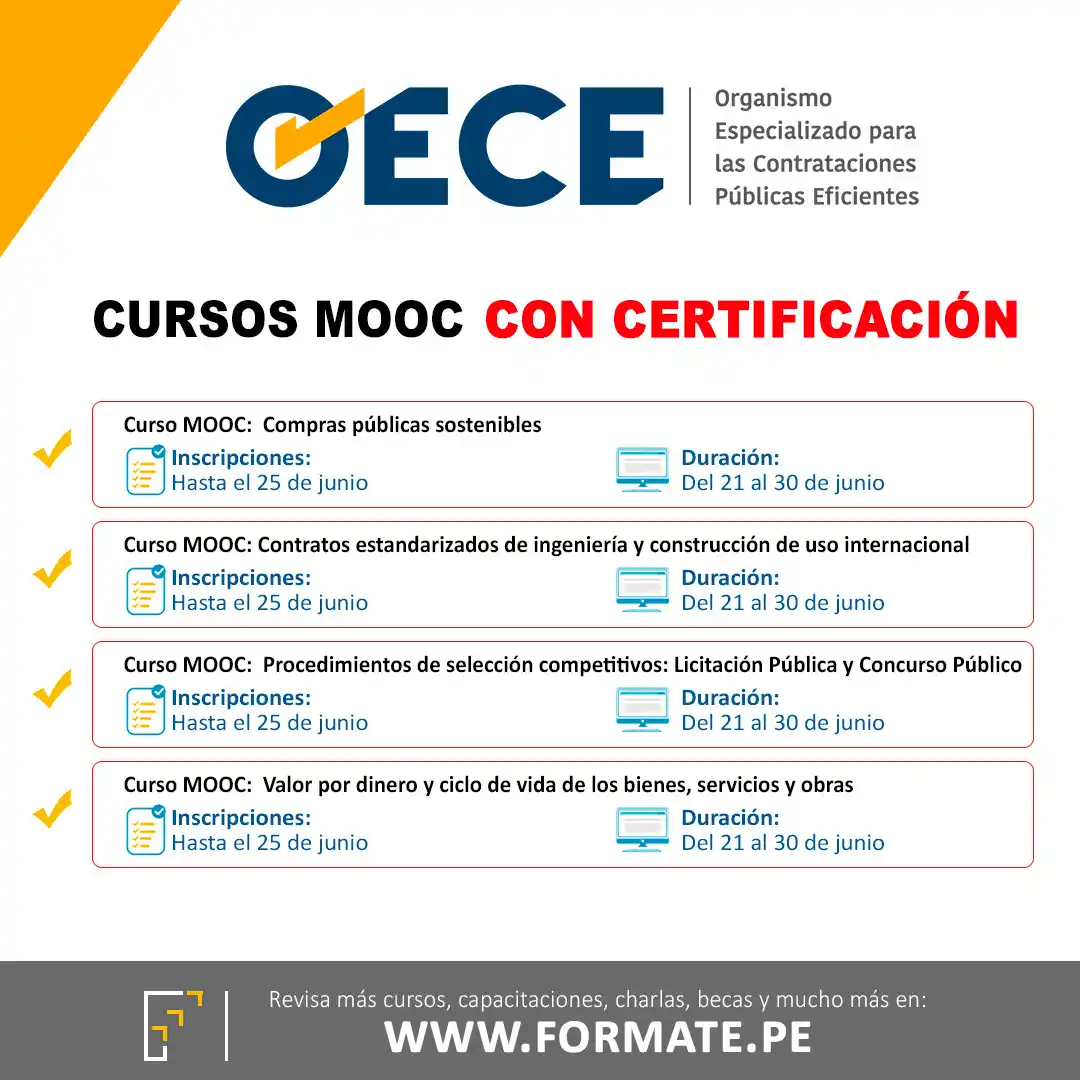 Image from Prácticas Profesionales Perú: ¡ATENCIÓN! 🚨 OSCE ofrece CURSOS VIRTUALES GRATUITOS 📚 ✅Más info👉 ht...