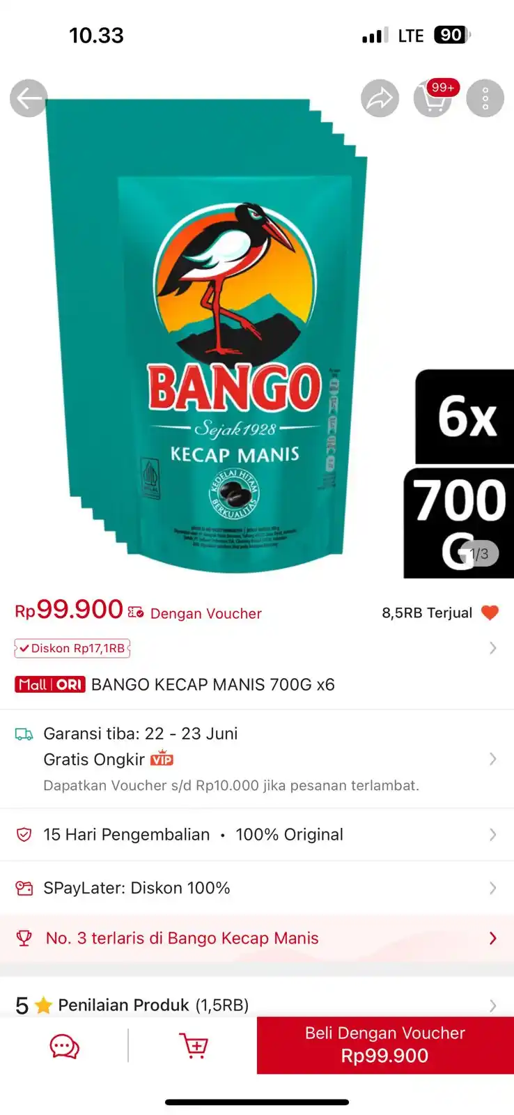 Image from INFO PROMO RACUN SHOPEE CUAN: Cepet cepet Kecap bango 700gr kena 16.700/pc https://s.shopee.co.id/6f...