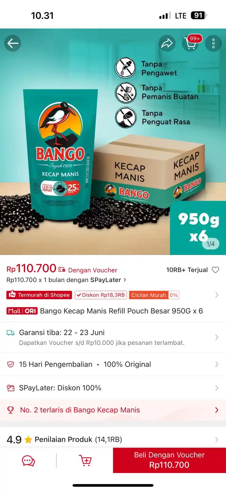 Image from INFO PROMO RACUN SHOPEE CUAN: Cepet cepet kecap bango 950gr 1 karton cuma 110RB https://s.shopee.co....