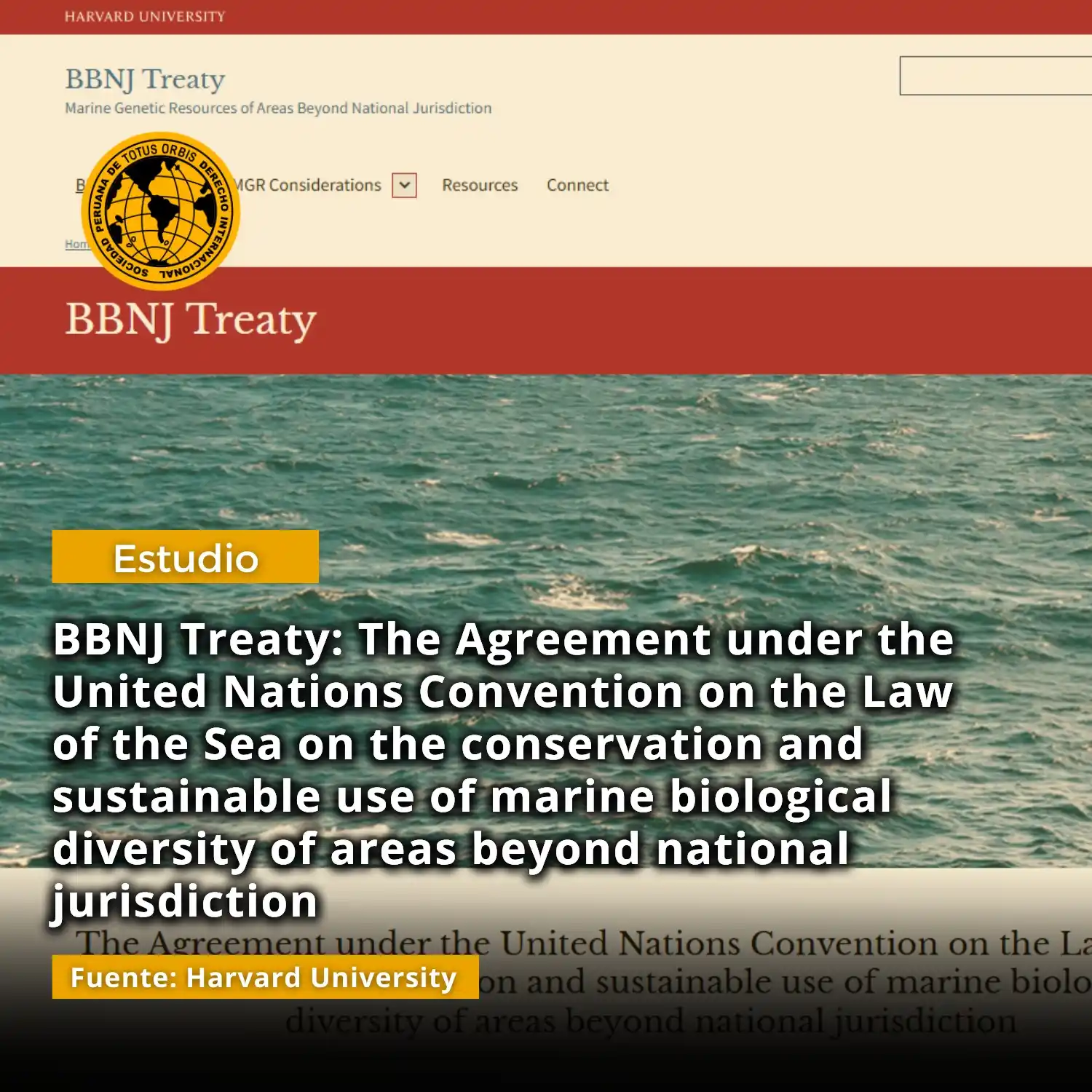 Image from Sociedad Peruana de Derecho Internacional: 📝 Compartimos la publicación “BBNJ Treaty: The Agreement under the Un...