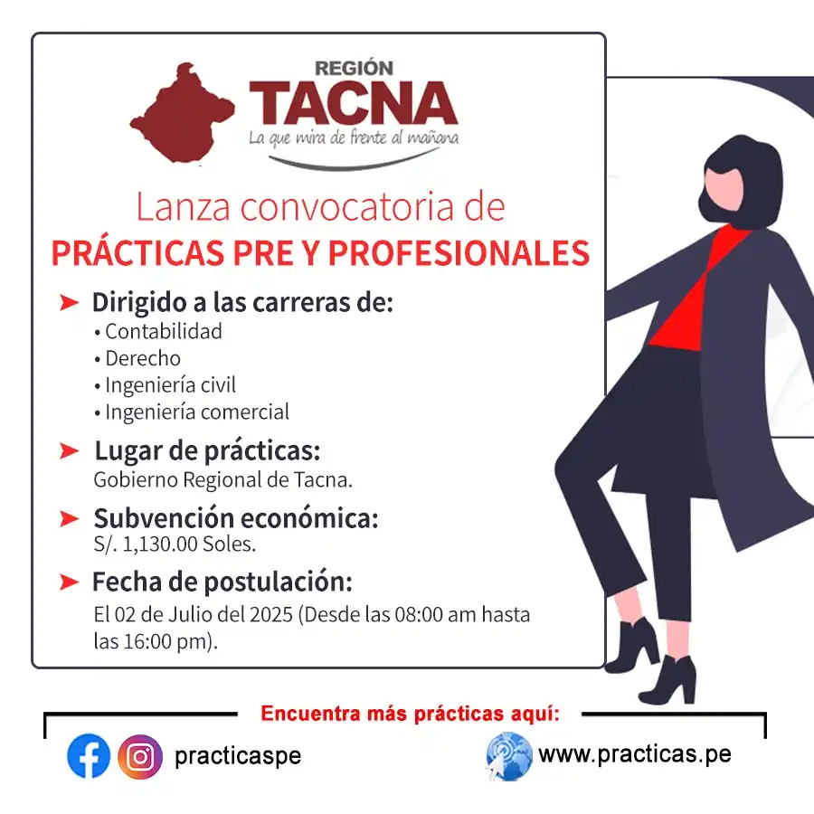 Image from Prácticas Profesionales Perú: 🚨 Convocatoria de Prácticas en GOBIERNO REGIONAL TACNA Se requiere ...