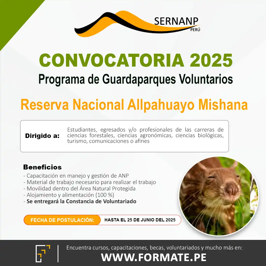 Image from Prácticas Profesionales Perú: 📢Convocatoria SERNANP para el Programa de Guardaparques Voluntarios d...