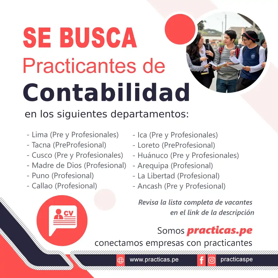 Image from Prácticas PreProfesionales Perú: 🎯 Convocatorias para realizar prácticas para la carrera de Contabilid...