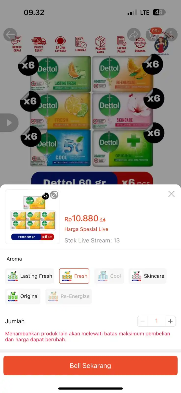 Image from INFO PROMO RACUN SHOPEE CUAN: Dettol batang 6pc ambil d live pakein diskon vip https://s.shopee.co.i...