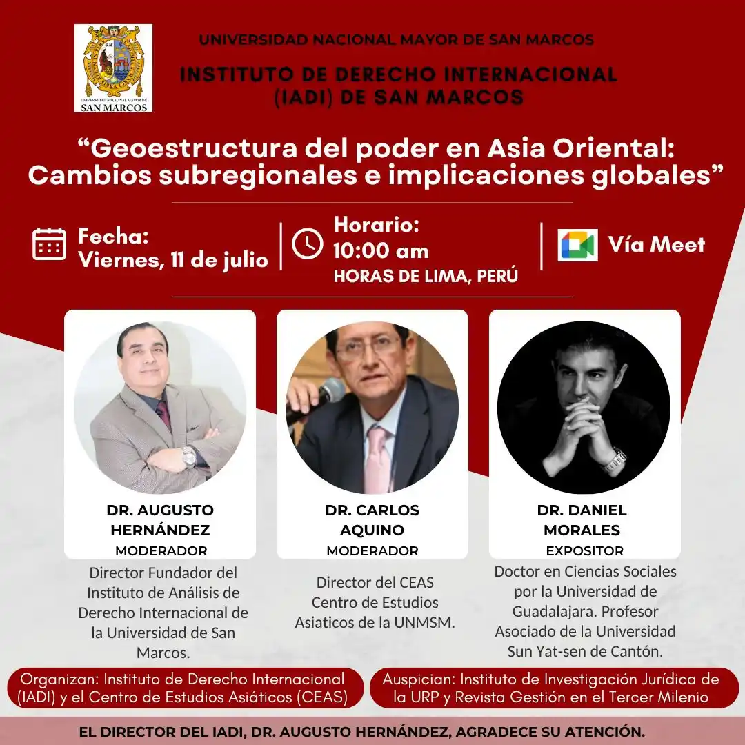 Image from Sociedad Peruana de Derecho Internacional: 📍Estimada comunidad, los invitamos a participar del evento virtual “G...
