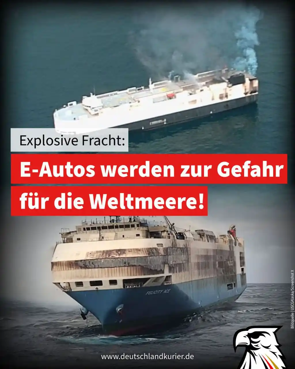 Image from Deutschland-Kurier: Explosive Fracht: E-Autos werden zur Gefahr für die Weltmeere! Vor Al...