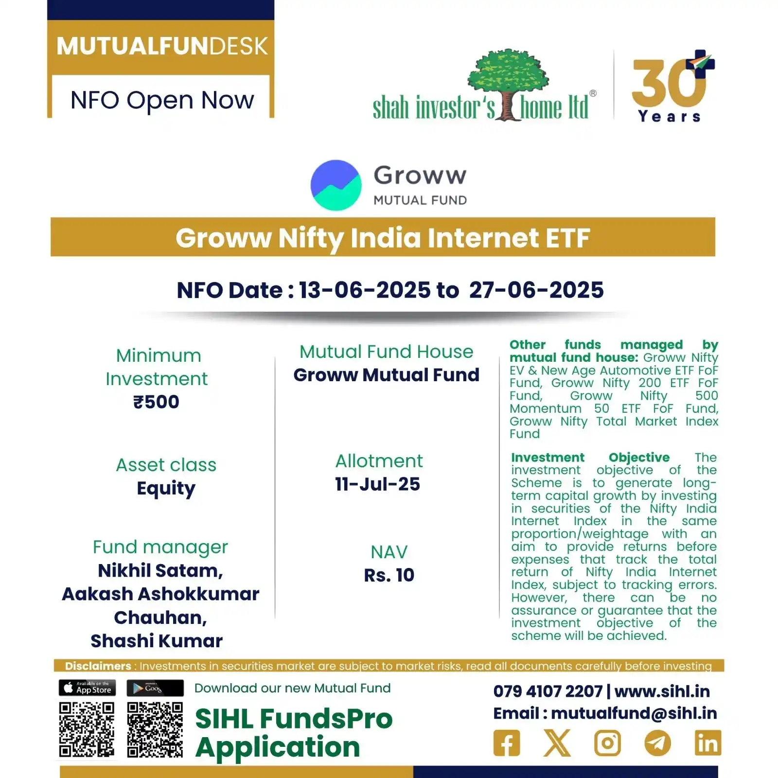 Image from Shah Investors Home Ltd: Groww Mutual Fund launches Groww Nifty India Internet ETF as a new equ...