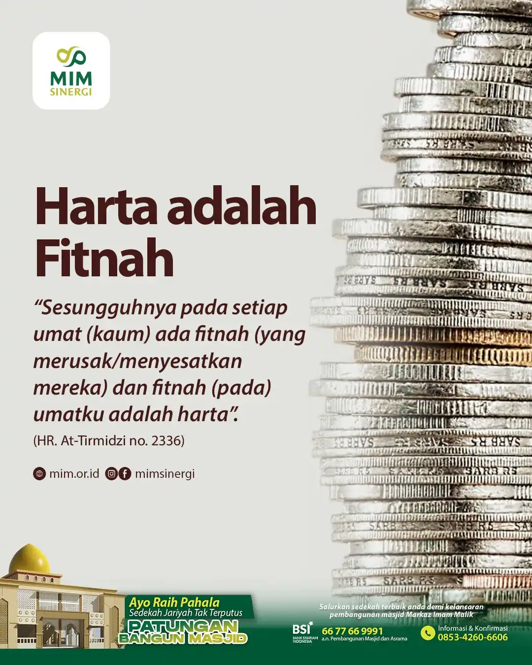 Image from Markaz Imam Malik: *Harta adalah Fitnah*  _"Sesungguhnya pada setiap umat (kaum) ada fitn...