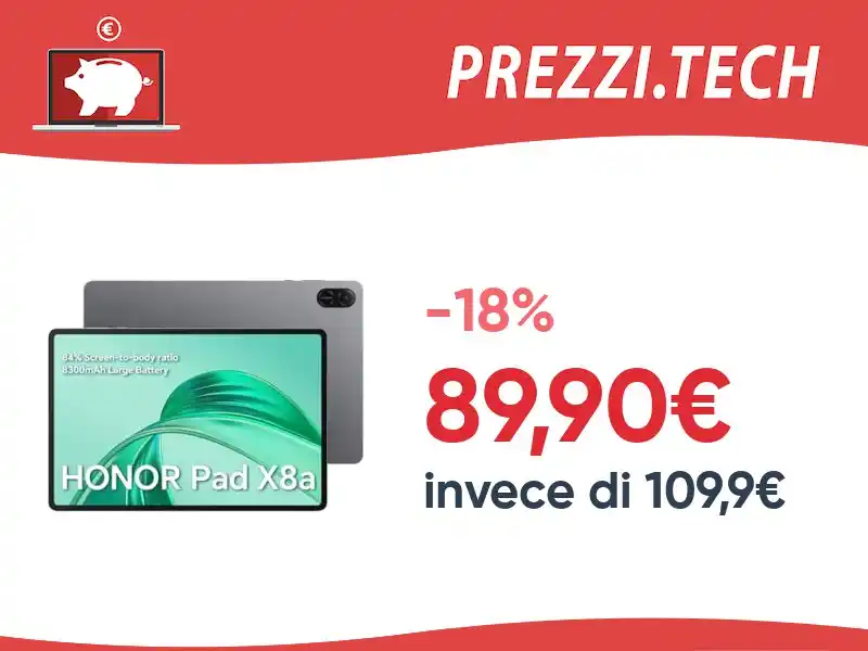Image from PrezziTech: 📌 HONOR Pad X8a Tablet 4GB 64GB 🛍 Amazon 💰 89,90€ invece di 109,9€...