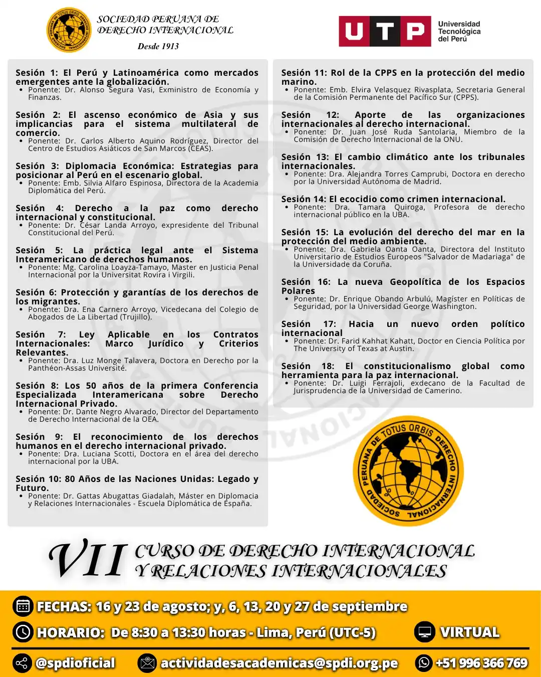 Image from Sociedad Peruana de Derecho Internacional: ‼️ *Inscripciones abiertas*‼️ ✍️ *Descuentos hasta el 6 de julio* El ...