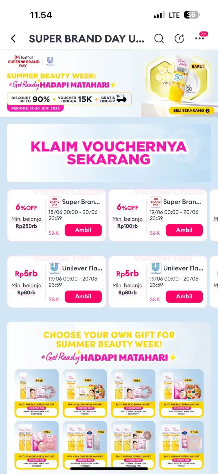 Image from INFO PROMO RACUN SHOPEE CUAN: Klaim lagii voucher unilever superbrand https://s.lazada.co.id/s.ZYj1c...